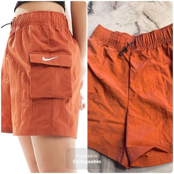 Nike Women’s Shorts Size Small Loose Fit High Rise Cargo Rust Orange  NWT - Picture 1 of 6